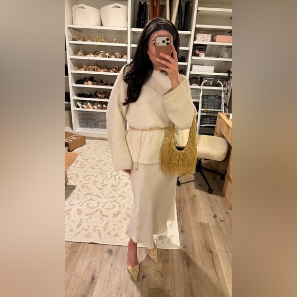 H&M NWT ivory off white sparkly oversized knit sweater - Picture 4 of 5